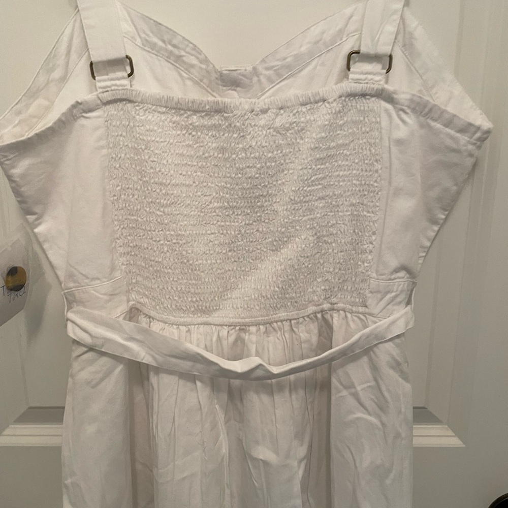 Time And Tru White Button Down Belted Summer Dress Sz L (12-14) - Picture 6 of 8